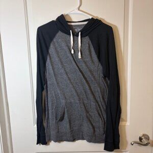 Casual Gray & Black Lightweight Hoodie – Drawstring Pullover
